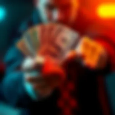 Money or Chance A person holding cash in one hand and a dice in the other, contemplating their choice between immediate cash and taking a risk.