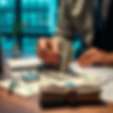 Tips for Storing Money Safely A person organizing cash and bank documents on a table for secure money storage