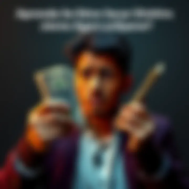 A person holding cash with a worried expression, contemplating whether to withdraw money during economic uncertainty