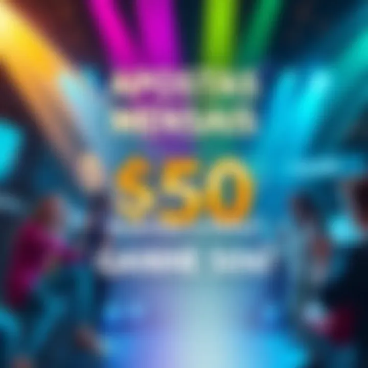 A colorful graphic inviting people to guess a date for a chance to win $50. The text highlights the contest and excitement.