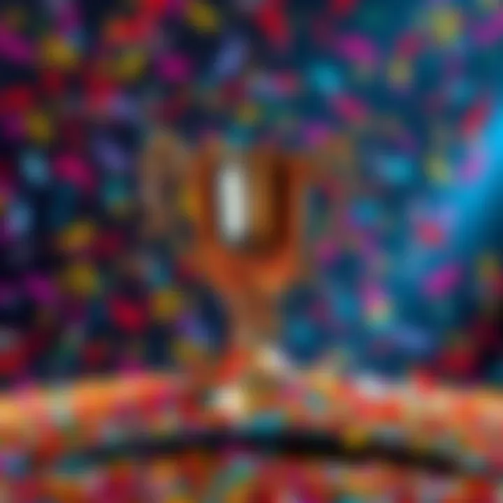 Monthly Contest Prize A trophy surrounded by colorful confetti, symbolizing a monthly contest celebration