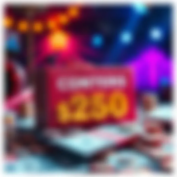 A visual of a prize money contest with cash and a guessing game theme