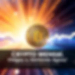 A graphic showing a crypto coin with a bright background and text about a monthly bonus