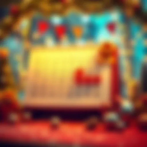 A calendar highlighting important dates for a monthly event with festive decorations