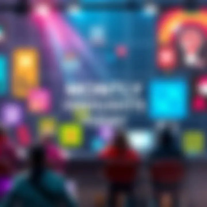 A graphic showing trending topics and highlights of the month, with icons representing various categories like news, entertainment, and trends.