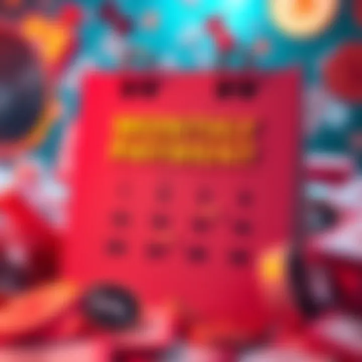 A calendar highlighting important payment dates with money symbols around it.