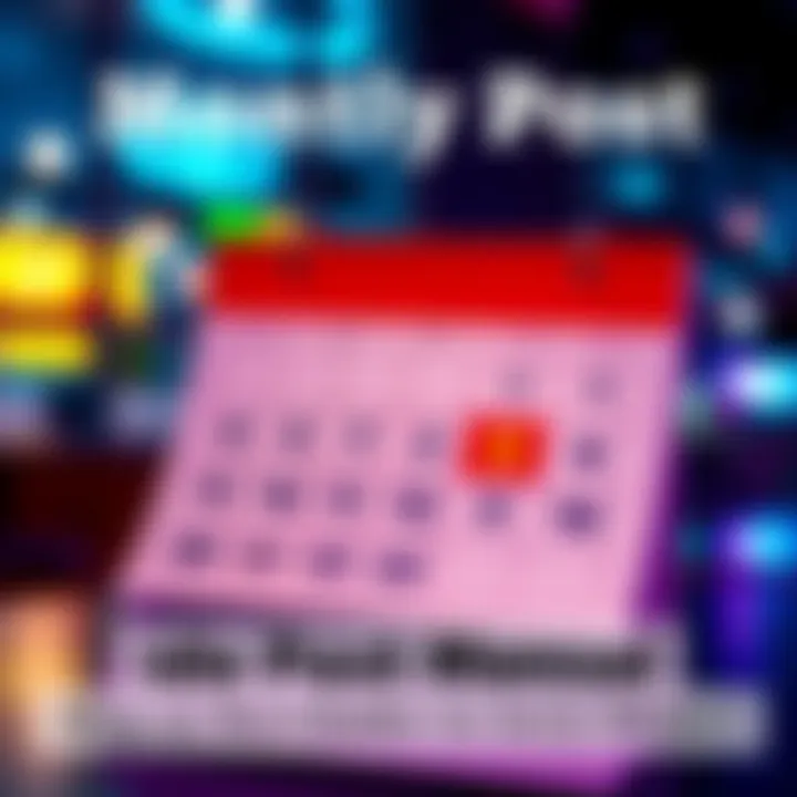 Monthly Post Update A calendar with highlighted dates showing this month's events and updates