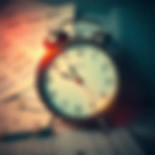 A clock showing different posting times for social media with a background of monthly calendar pages