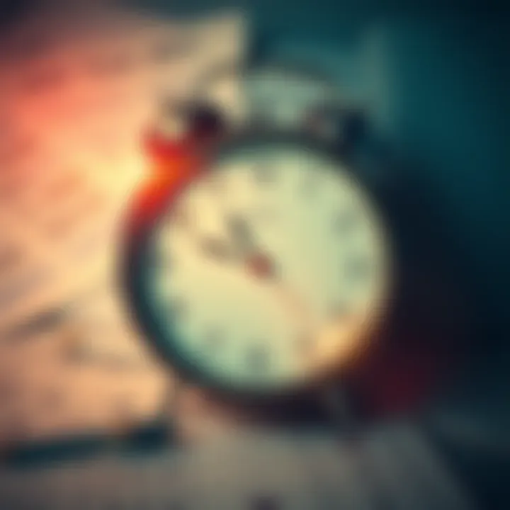 A clock showing different posting times for social media with a background of monthly calendar pages