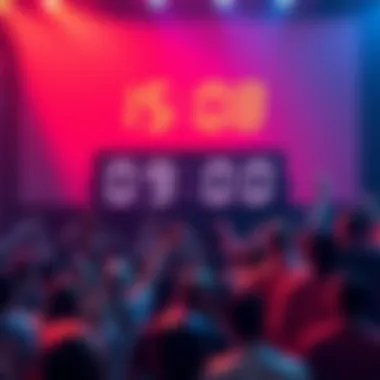 Graphic showing a countdown timer and excited crowd waiting for news