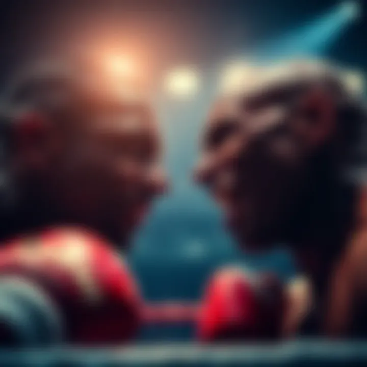 Moreno facing off against his opponent in a tense boxing match, showing determination and intensity.