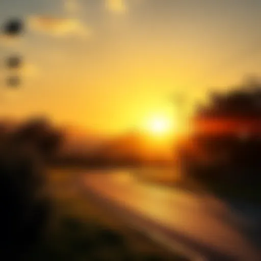 A bright sunrise over a peaceful morning scene, symbolizing a fresh start and energy for the day ahead.