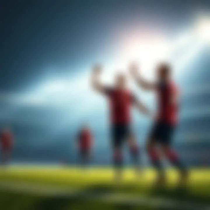 Morocco vs France Football Match Players from Morocco celebrating a goal during a football match against France