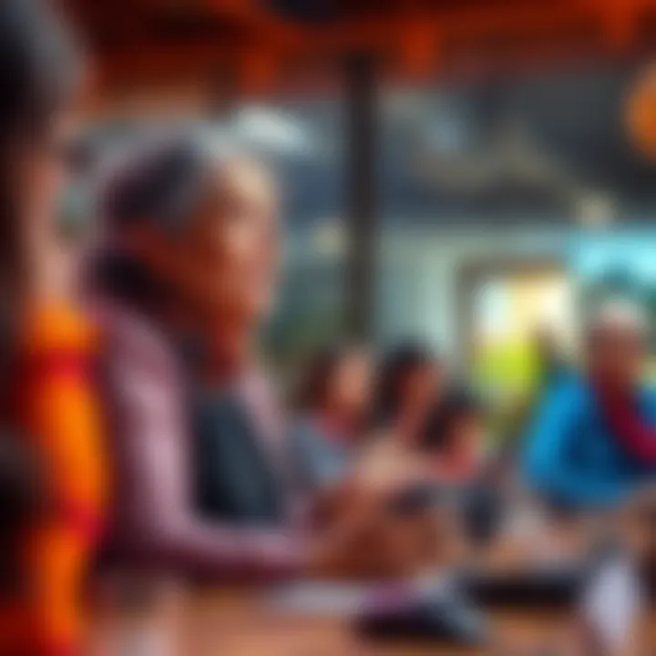 A mother speaking at a support group, sharing her experiences and encouraging others in recovery.