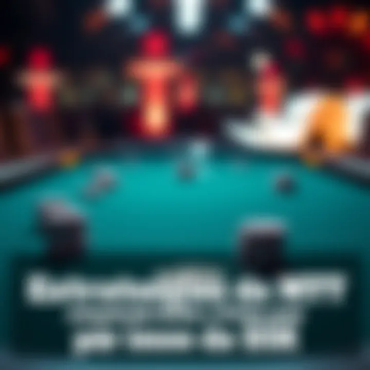 A graphic showing a poker table with chips and cards, highlighting a free entry and $5k prize pool for a tournament.