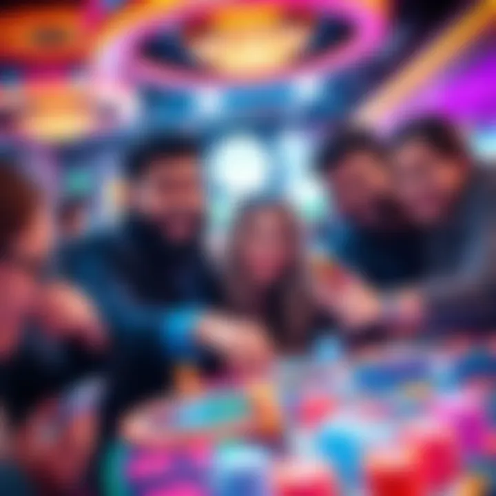 Group of people enjoying a multiplayer casino game with social bonuses and free coins