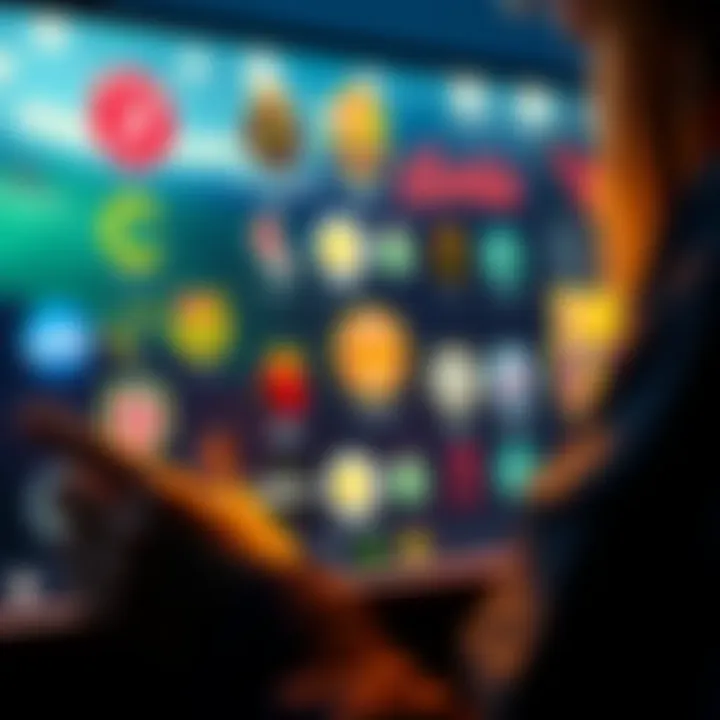 A person analyzing betting options with multiple sports team logos on a screen