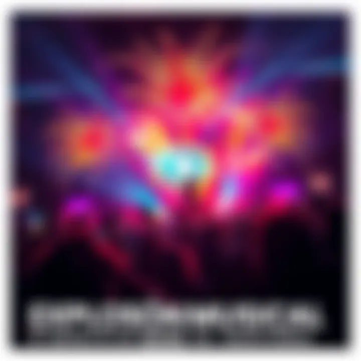 A vibrant crowd enjoying a live music performance with colorful lights and energy.