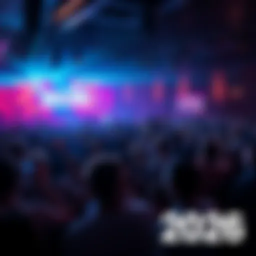 A vibrant scene of a crowd enjoying a live music performance, capturing the energy of a hit song from 2026.