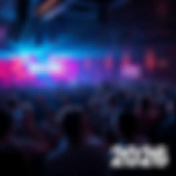 A vibrant scene of a crowd enjoying a live music performance, capturing the energy of a hit song from 2026.