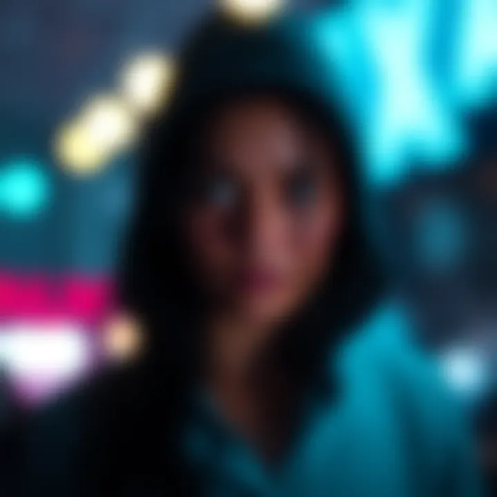 A blurred image of a person with hints around them, inviting opinions and guesses.