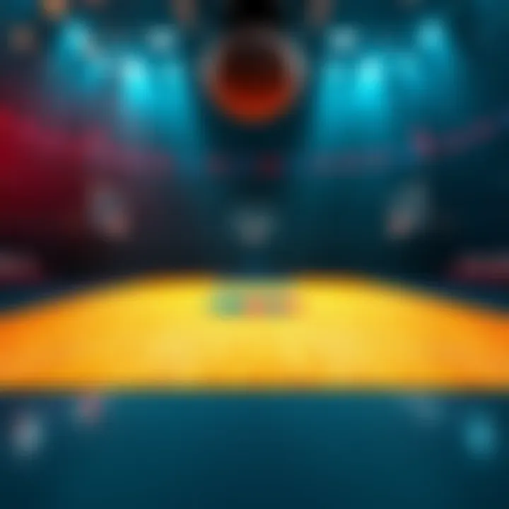 A visual representation of a basketball court with strategic betting options highlighted for NBA games.