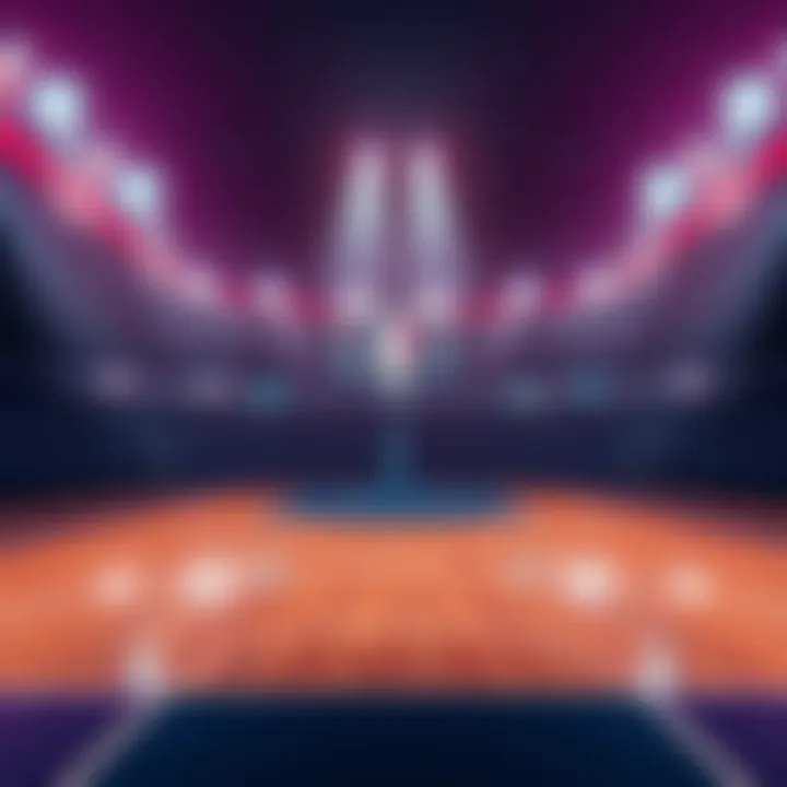 A graphic showing a basketball court with statistics and trends from NBA DFS results on April 28, highlighting key mistakes and strategies.