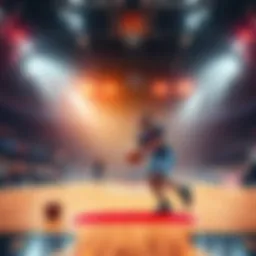 A basketball court with players in action, showcasing betting options and tips for NBA games.