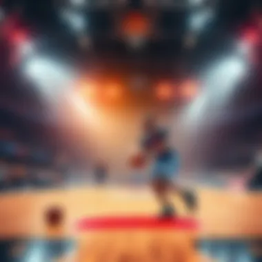 A basketball court with players in action, showcasing betting options and tips for NBA games.