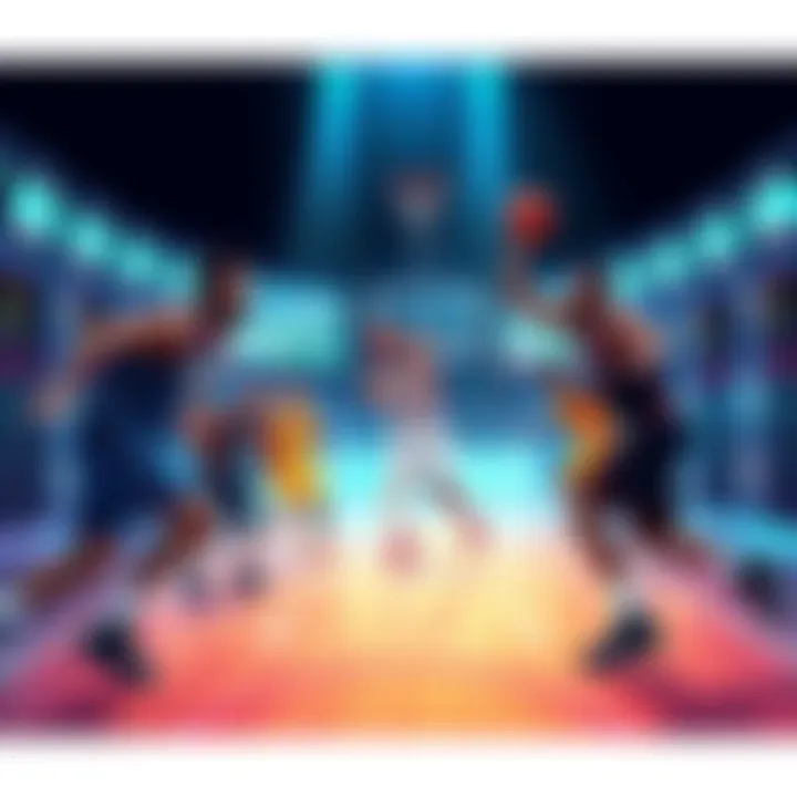 Illustration showing NBA teams and player statistics for betting opportunities