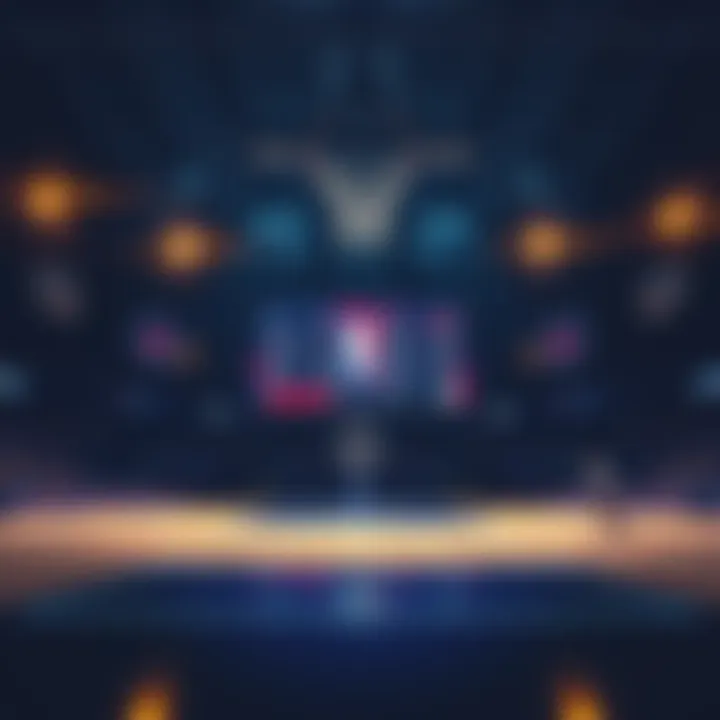 A basketball court with betting odds displayed on a screen, showing excitement for NBA games.