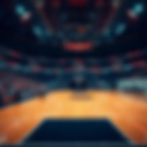 NBA Betting Odds Basketball court with betting odds displayed for NBA games on October 25, 2026