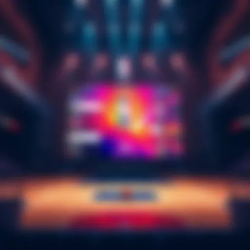 A basketball court with odds and picks for NBA games displayed on a digital board