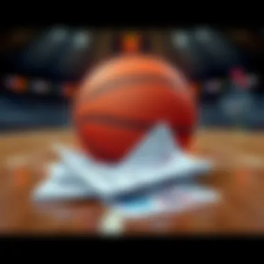 NBA Betting and Predictions A basketball with betting slips and charts on a court background, symbolizing NBA betting insights for June 11, 2026.