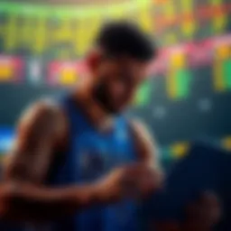 A basketball player analyzing betting odds and statistics for games