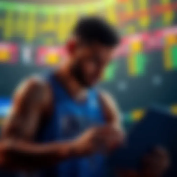 A basketball player analyzing betting odds and statistics for games