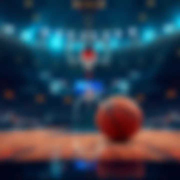 Basketball court with betting odds and analysis notes