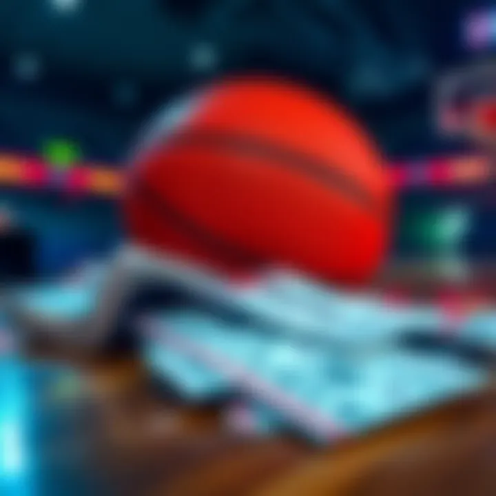 Basketball and betting slips on a table representing strategies for PrizePicks NBA.