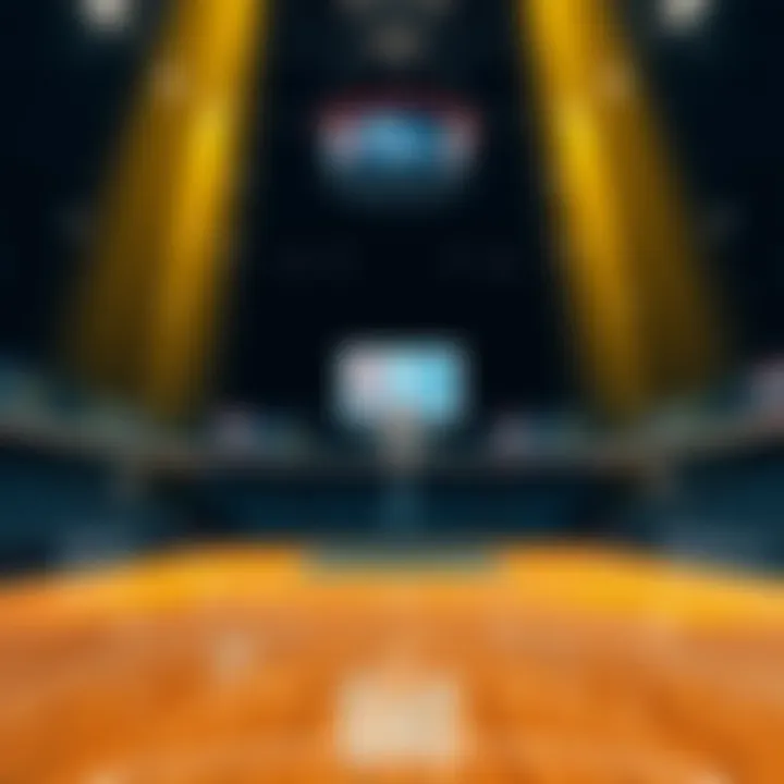 Basketball court with betting odds displayed