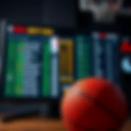 NBA Betting Tips Basketball betting tips and odds displayed on a screen with a basketball in the foreground