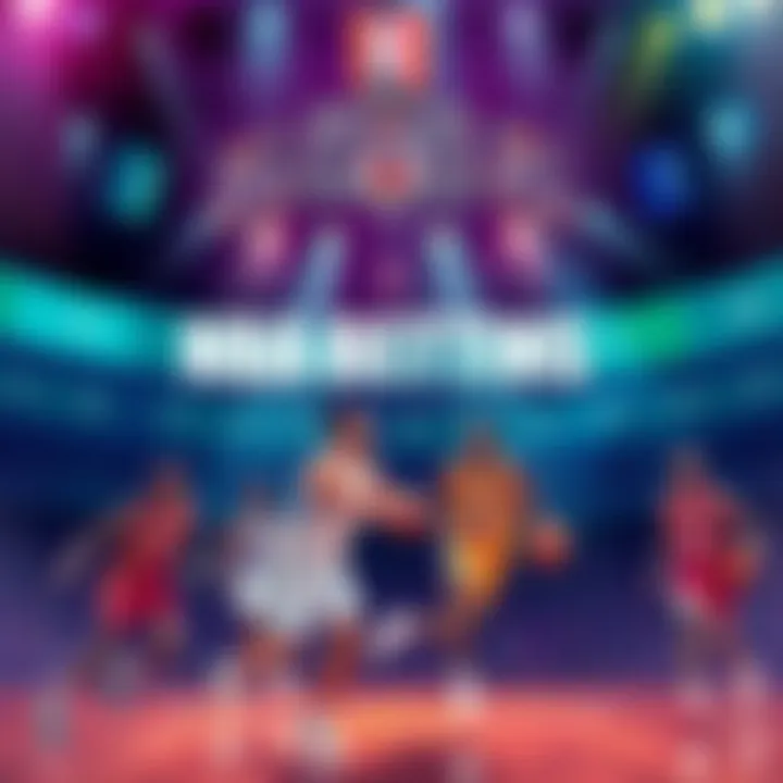 Illustration of basketball players in action with betting odds displayed