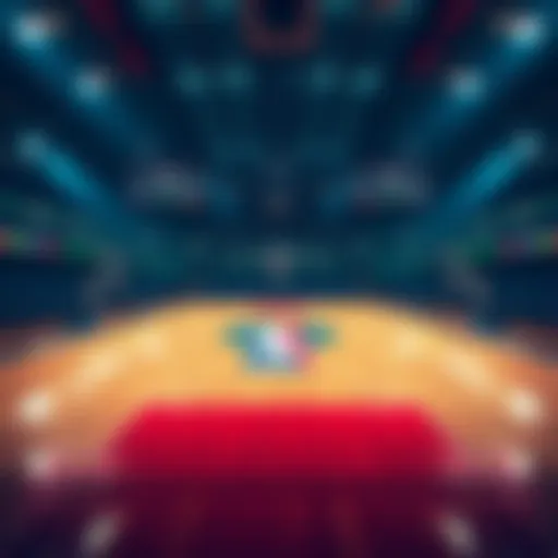 NBA Betting Tips Basketball court with betting odds displayed