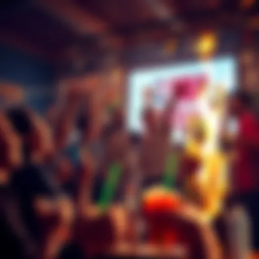 Fans celebrating a modest NBA victory with banners and drinks at home.