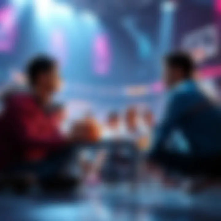 People discussing NBA betting ideas and game strategies with a basketball theme