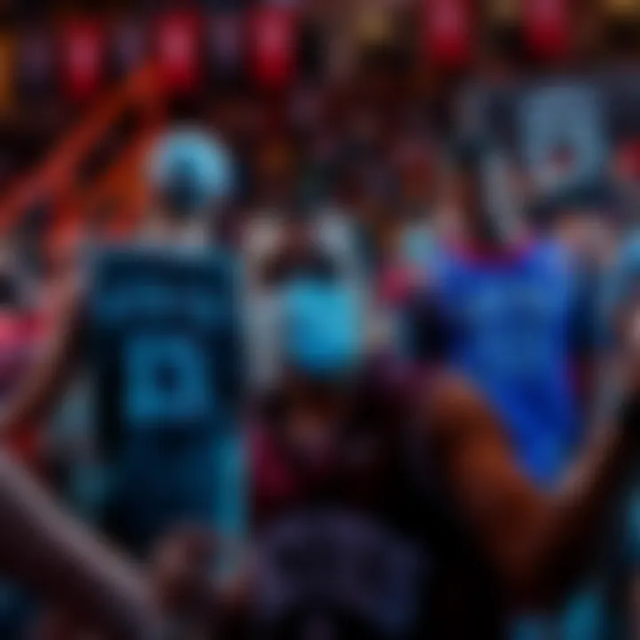 Fans showcasing their favorite NBA players with jerseys and banners