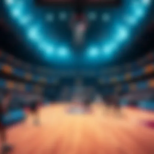 Basketball court with players in action during an NBA game