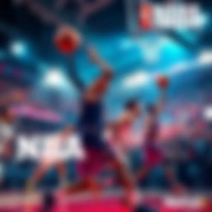 Basketball players in action during NBA games, showcasing excitement and competition on the court