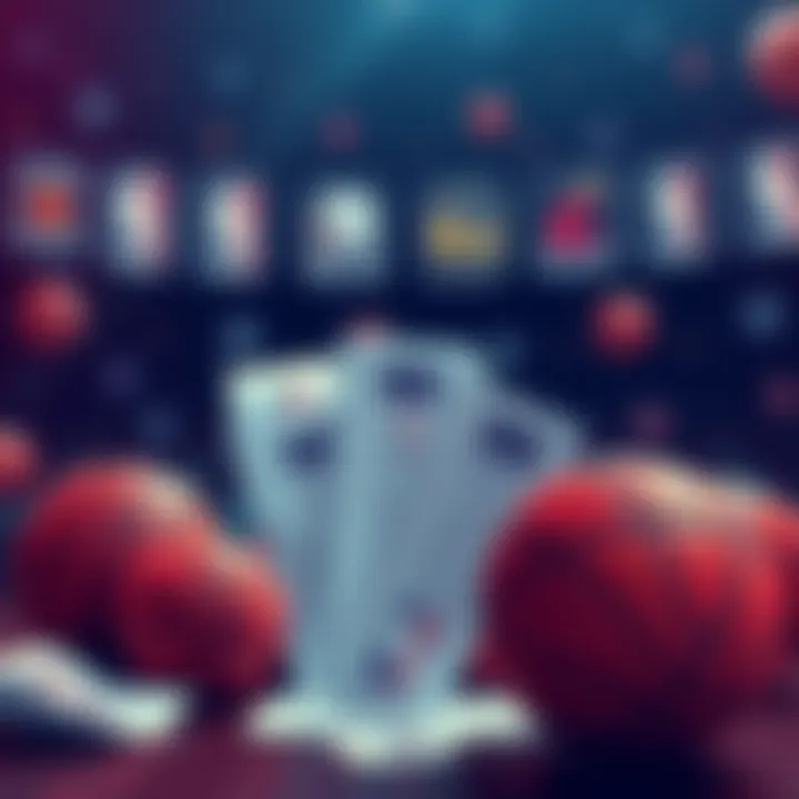 An illustration showing NBA teams' logos with betting slips and basketballs to represent parlay betting strategies.