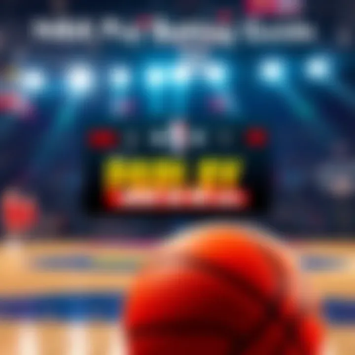 A vibrant basketball scene showcasing a parlay bet with three game highlights and odds display, emphasizing winning strategies and excitement.