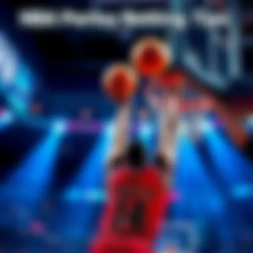 A basketball player shooting a ball into the hoop, symbolizing betting on NBA games.